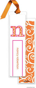 PicMe Prints - Personalized Bookmarks (Swirls Tangerine with Ribbon)
