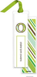 PicMe Prints - Personalized Bookmarks (Stripes Green with Ribbon)