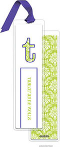 PicMe Prints - Personalized Bookmarks (Damask Chartreuse with Ribbon)