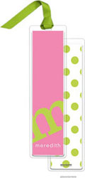 PicMe Prints - Personalized Bookmarks (Alphabet Tall - Chartreuse on Bubblegum with Ribbon)