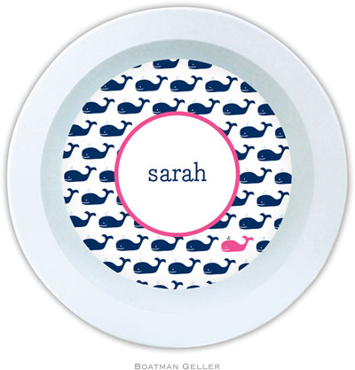 Boatman Geller - Personalized Melamine Bowls (Whale Repeat Navy)