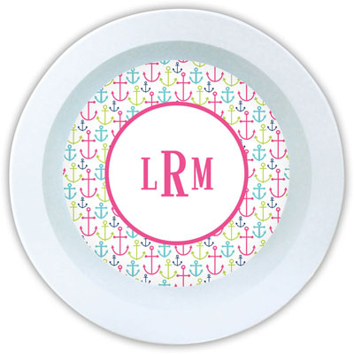 Boatman Geller - Personalized Melamine Bowls (Happy Anchors Pink) Boatman Geller - Personalized Melamine Bowls (Happy Anchors Pink)