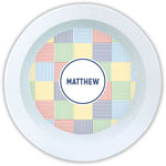 Boatman Geller - Personalized Melamine Bowls (Seersucker Patch Blue)