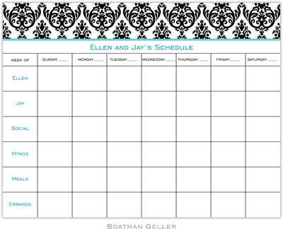 Boatman Geller Calendar Pads - Madison Damask White with Black