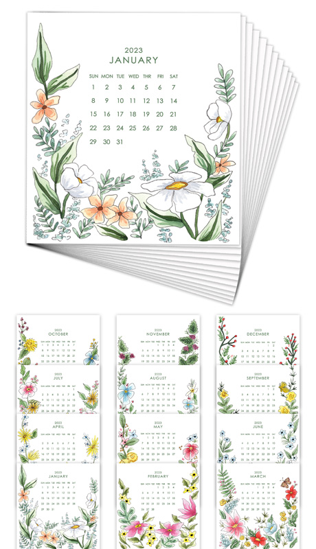 Flower & Vine - Watercolor Floral 2023 Desk Calendar & Easel: More Than