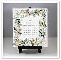 Flower & Vine - Watercolor Floral 2026 Desk Calendar & Easel