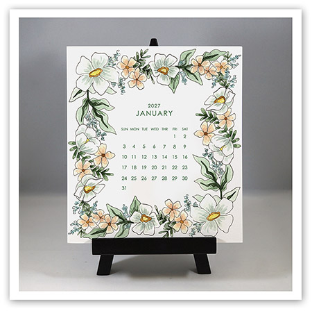 Flower & Vine - Watercolor Floral 2027 Desk Calendar & Easel