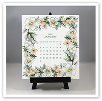 Flower & Vine - Watercolor Floral 2027 Desk Calendar & Easel