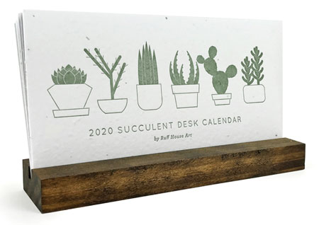 2020 Desktop Calendars Succulent Wildflower Seeded Plantable