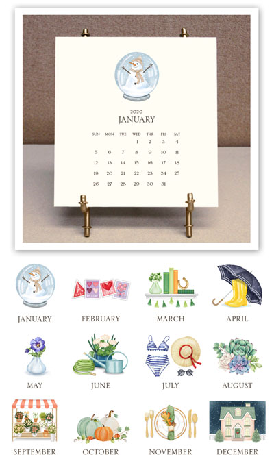 Stacy Claire Boyd Hand Sparkled 2020 Desk Calendar Easel More