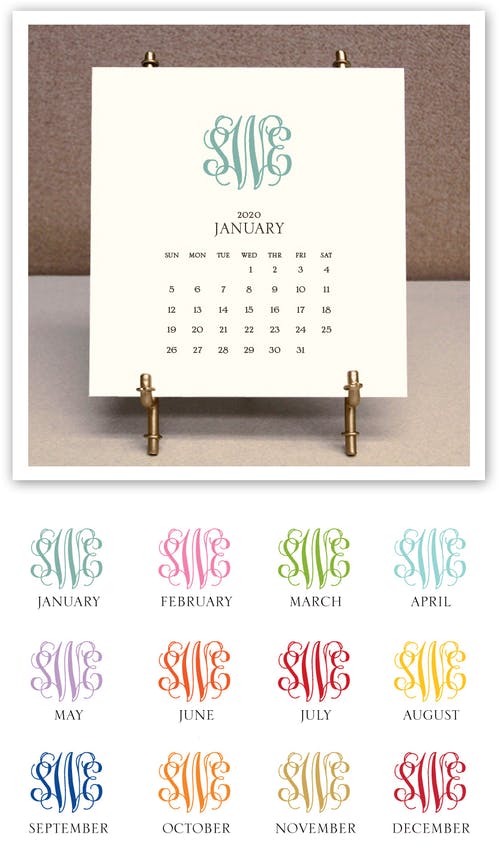 Stacy Claire Boyd Monogrammed Desk Calendar Easel 2020 More
