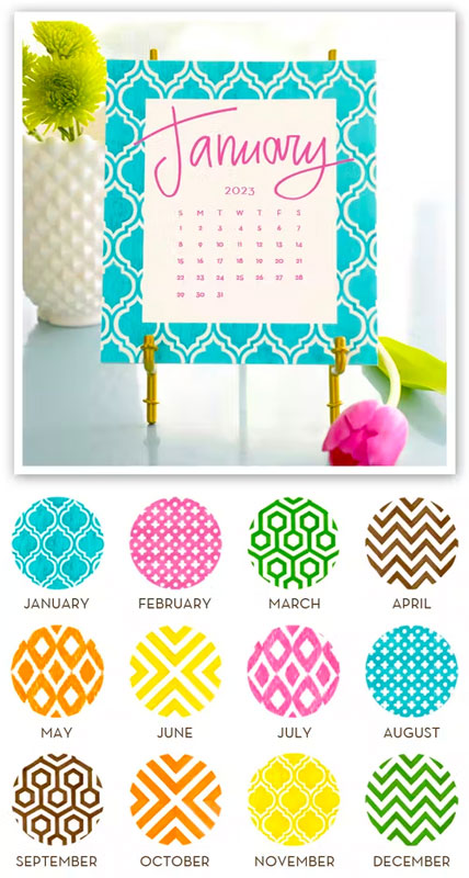 Stacy Claire Boyd - Painted Pattern Desk Calendar & Easel 2023 Stacy Claire Boyd - Painted Pattern Desk Calendar & Easel 2023