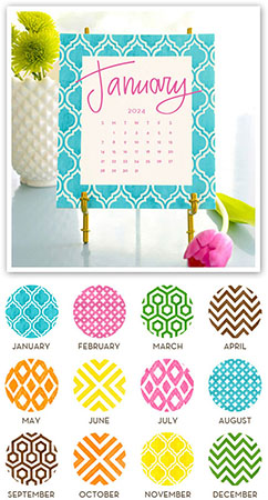 Stacy Claire Boyd - Painted Pattern Desk Calendar & Easel 2024