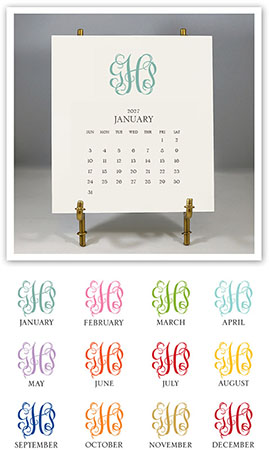 Monogrammed Desk Calendar & Easel 2027 by Stacy Claire Boyd
