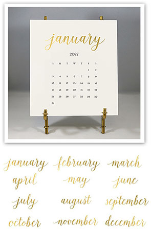 Solid Cream Foil Pressed Desk Calendar & Easel 2027 by Stacy Claire Boyd