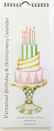 Stevie Streck Designs - Perpetual Hanging Wall Calendar (Whimsical Cake)