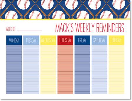 Weekly Calendar Pads by iDesign - Baseball