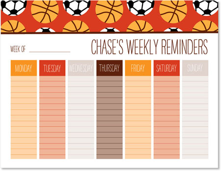 Weekly Calendar Pads by iDesign - Basketball & Soccer Weekly Calendar Pads by iDesign - Basketball & Soccer