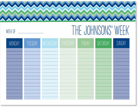 Weekly Calendar Pads by iDesign - Chevron Blue