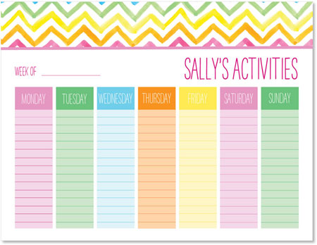 Weekly Calendar Pads by iDesign - Chevron Watercolor
