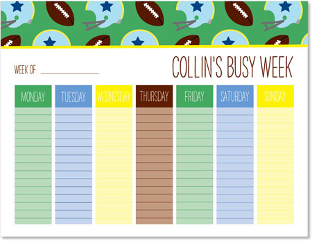 Weekly Calendar Pads by iDesign - Football