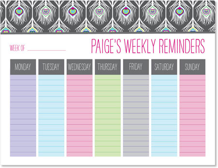 Weekly Calendar Pads by iDesign - Peacock