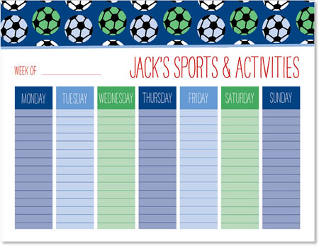 Weekly Calendar Pads by iDesign - Soccer Blue
