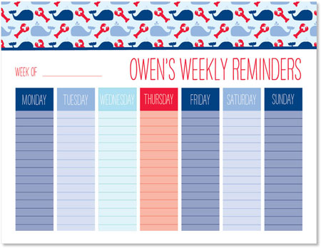 Weekly Calendar Pads by iDesign - Whales & Lobsters Nautical Weekly Calendar Pads by iDesign - Whales & Lobsters Nautical