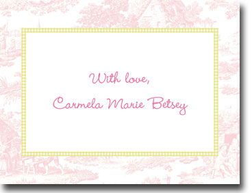 Calling Cards by Boatman Geller - Toile Pink with Lime Check Calling Card Calling Cards by Boatman Geller - Toile Pink with Lime Check Calling Card