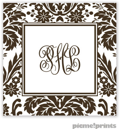 PicMe Prints - Calling Cards - Damask Espresso (Flat) PicMe Prints - Calling Cards - Damask Espresso (Flat)