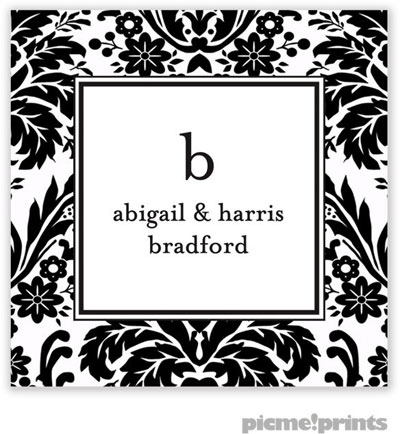 PicMe Prints - Calling Cards - Damask Black (Flat) PicMe Prints - Calling Cards - Damask Black (Flat)