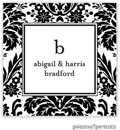PicMe Prints - Calling Cards - Damask Black (Folded)