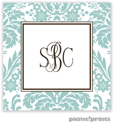 PicMe Prints - Calling Cards - Damask Robin's Egg (Folded) PicMe Prints - Calling Cards - Damask Robin's Egg (Folded)