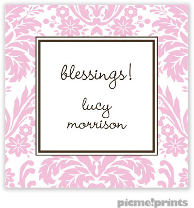 PicMe Prints - Calling Cards - Damask Pink (Flat)