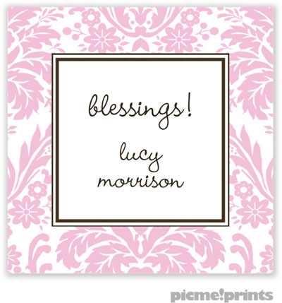PicMe Prints - Calling Cards - Damask Pink (Folded)