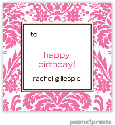 PicMe Prints - Calling Cards - Damask Bubblegum (Flat) PicMe Prints - Calling Cards - Damask Bubblegum (Flat)