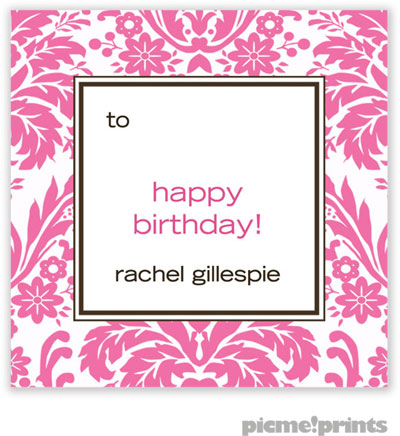 PicMe Prints - Calling Cards - Damask Bubblegum (Folded)