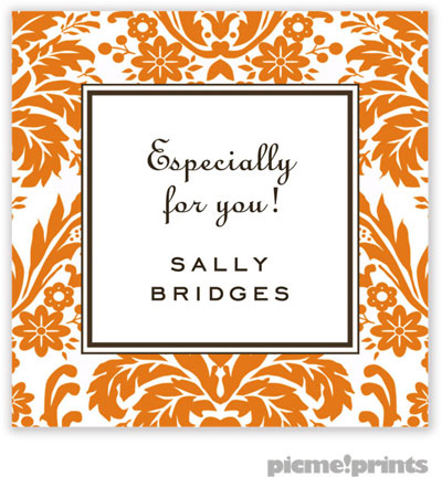 PicMe Prints - Calling Cards - Damask Tangerine (Folded) PicMe Prints - Calling Cards - Damask Tangerine (Folded)