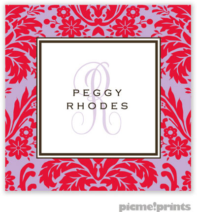PicMe Prints - Calling Cards - Damask Cherry on Grape (Folded) PicMe Prints - Calling Cards - Damask Cherry on Grape (Folded)