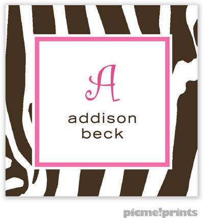 PicMe Prints - Calling Cards - Contemporary Zebra Bubblegum (Folded)