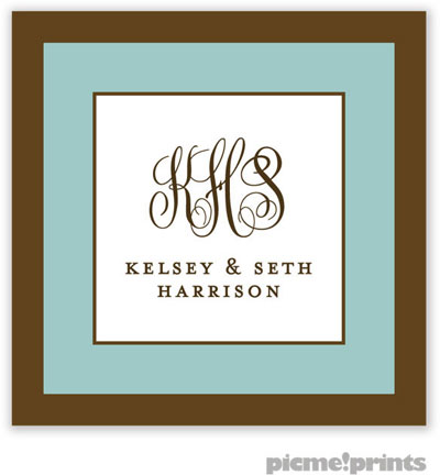 PicMe Prints - Calling Cards - Chocolate Border Robin's Egg (Flat) PicMe Prints - Calling Cards - Chocolate Border Robin's Egg (Flat)