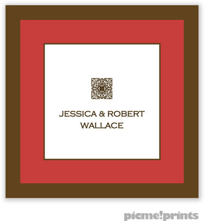 PicMe Prints - Calling Cards - Chocolate Border Paprika (Folded)