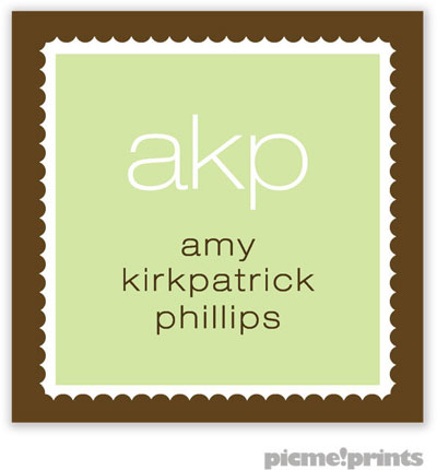 PicMe Prints - Calling Cards - Scalloped Border Spring Green (Flat)