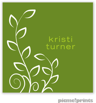 PicMe Prints - Calling Cards - Trailing Vine Cilantro (Folded-No Motif)