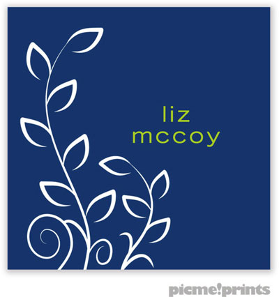 PicMe Prints - Calling Cards - Trailing Vine Navy (Folded-No Motif) PicMe Prints - Calling Cards - Trailing Vine Navy (Folded-No Motif)