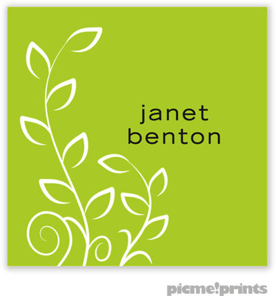 PicMe Prints - Calling Cards - Trailing Vine Chartreuse (Flat)