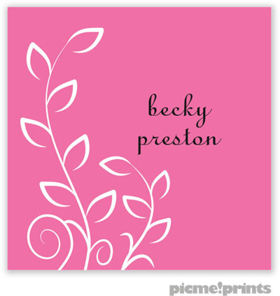 PicMe Prints - Calling Cards - Trailing Vine Bubblegum (Folded-No Motif) PicMe Prints - Calling Cards - Trailing Vine Bubblegum (Folded-No Motif)