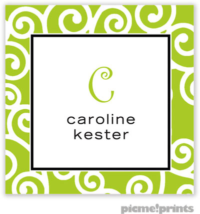 PicMe Prints - Calling Cards - Happy Scrolls Chartreuse (Folded) PicMe Prints - Calling Cards - Happy Scrolls Chartreuse (Folded)
