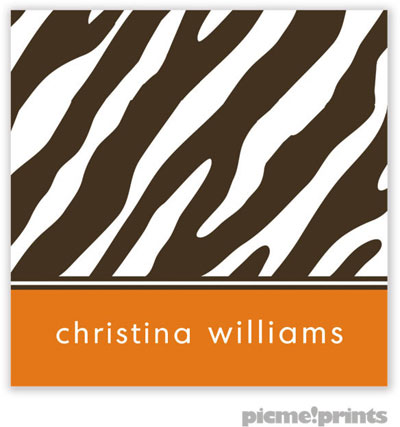 PicMe Prints - Calling Cards - Espresso Zebra Tangerine (Flat) PicMe Prints - Calling Cards - Espresso Zebra Tangerine (Flat)