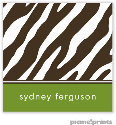 PicMe Prints - Calling Cards - Espresso Zebra Cilantro (Flat) PicMe Prints - Calling Cards - Espresso Zebra Cilantro (Flat)
